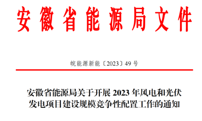 150萬(wàn)千瓦！安徽省2023年風(fēng)電項(xiàng)目建設(shè)規(guī)模競(jìng)配方案公布