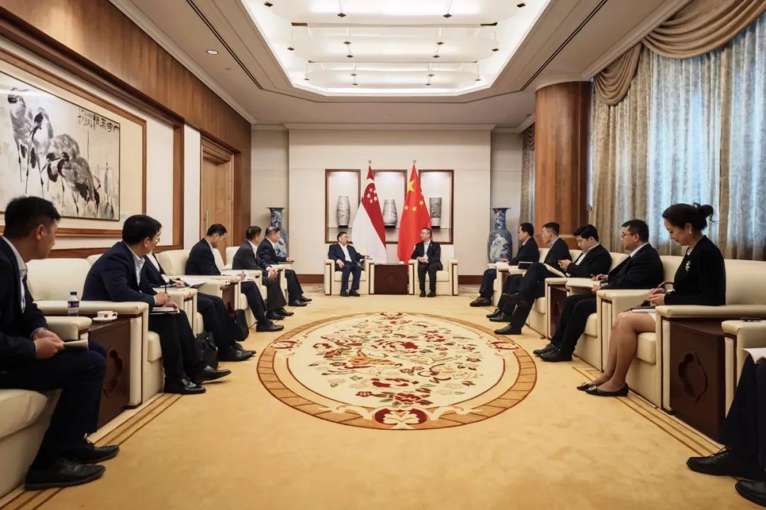 中國能建黨委書記、董事長宋海良與中國駐新加坡大使館臨時代辦朱憬會談