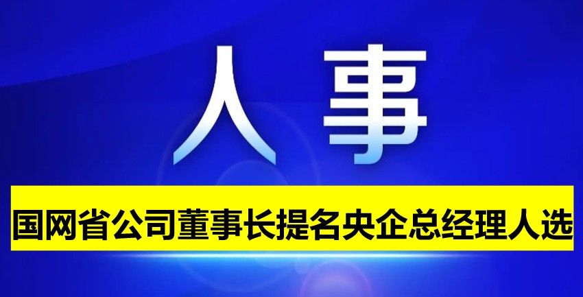 國網(wǎng)省公司董事長提名為央企總經(jīng)理人選！